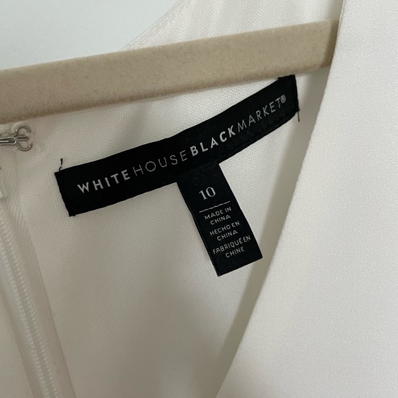 White House Black Market Floral White A line Dress for Work Spring Bridal Shower - Picture 7 of 7